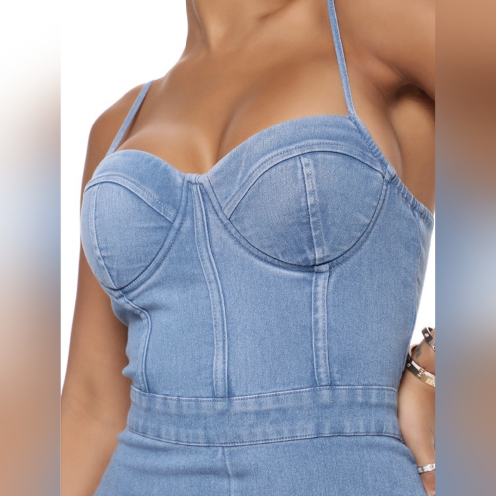 SWEETHEART  DENIM JUMPSUIT